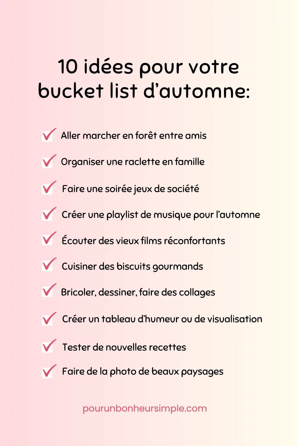 Liste de rêves automne / bucket list automn Liste de rêves automne / bucket list automn